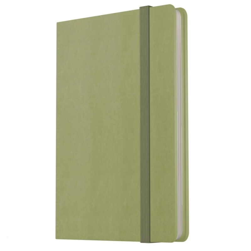 Книга для записей А4- 96л кл. "Joy Book. Чай матча" иск.кожа, тонир.блок, скругл.углы, ляссе, резинка