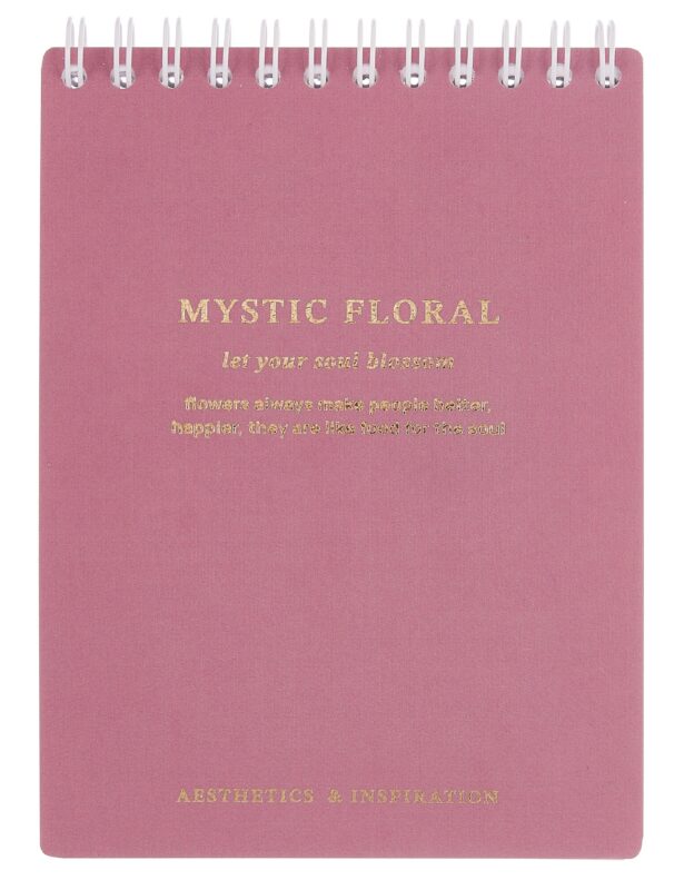 Блокнот А6, 80 листов в точку, "Blossom", розовый, на спирали