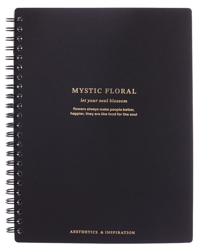 Тетрадь 120 листов в клетку "Blossom", черный, на спирали