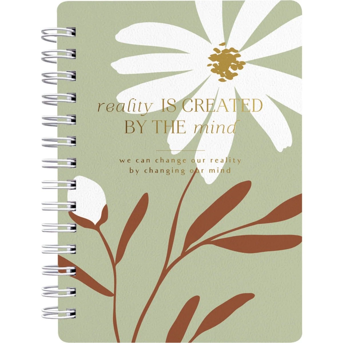 Записная книжка А6 120л кл. "April", ромашка, карт.обл., спираль, микротекстурирование, ламинация, тиснение золотой фольгой