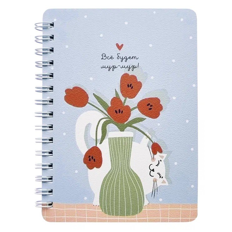 Записная книжка А6 80л кл. "Mur-Mur", ваза, карт.обл., скрепка, микротекстурирование, ламинация