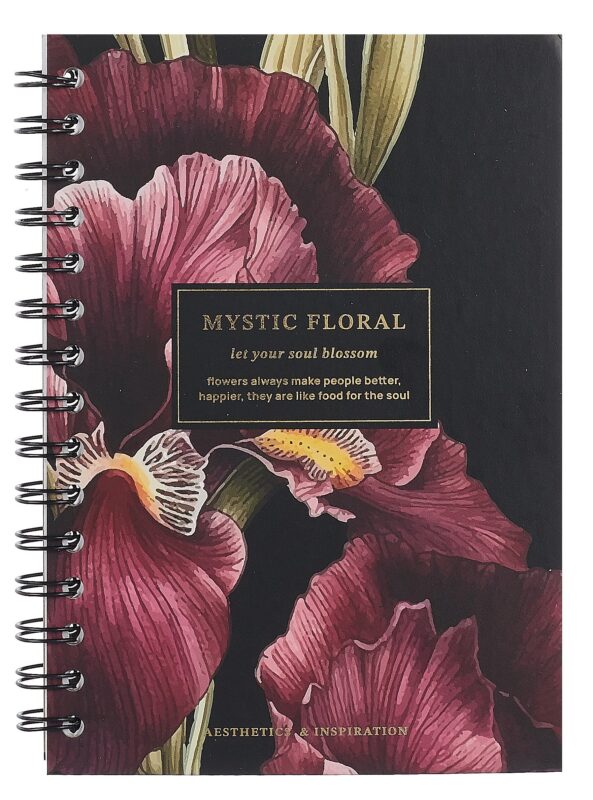 Тетрадь 100 листов в клетку "Blossom. Irises on black", на спирали