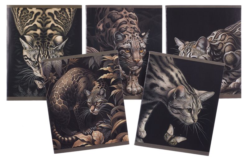 Тетрадь 96л кл. "В мире дикой природы" мел.картон, тиснение фольгой "Серебро", ассорти