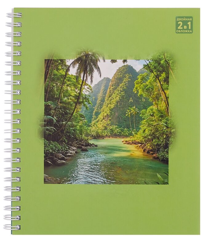 Тетрадь 96л кл. "Таинственная природа" гребень, мел.картон, выб.лак. 2-я обложка-разделитель: мел.картон, ассорти