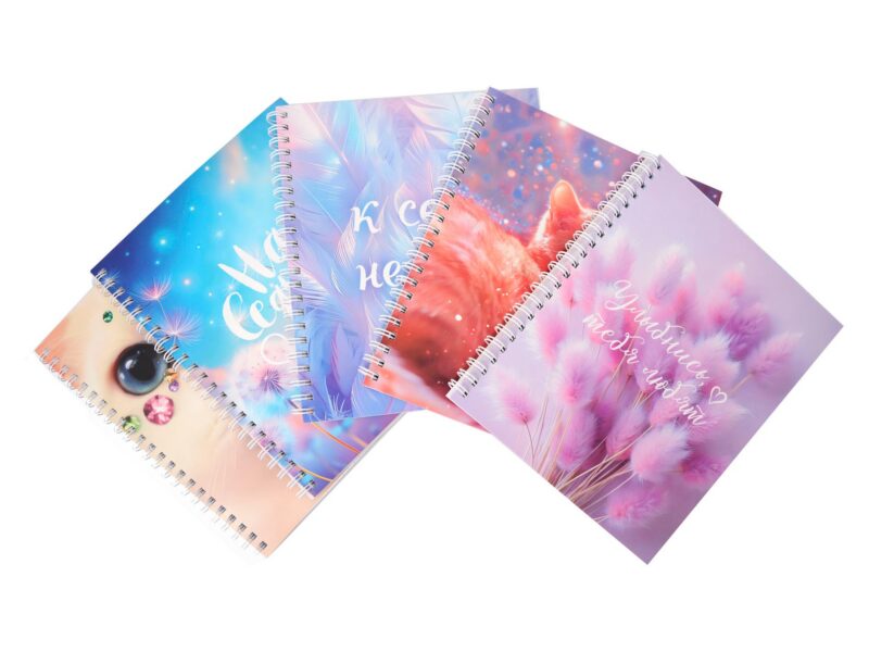 Тетрадь 96л кл. "Нежность" гребень, мел.картон, мат.ламинация, ассорти