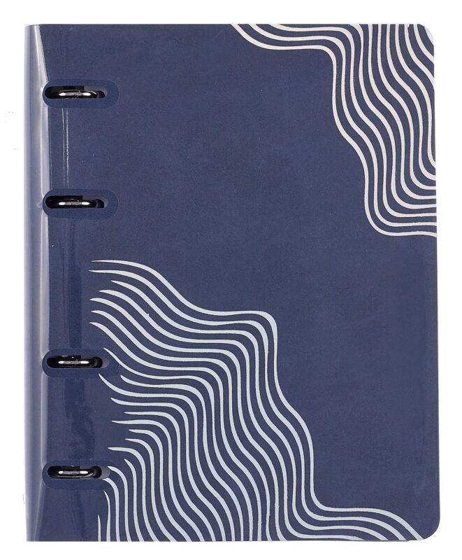 Тетрадь 120л кл. "FOLGA. 7" на кольцах, смен.блок, обл. кож.зам, тиснение серебр.фольгой