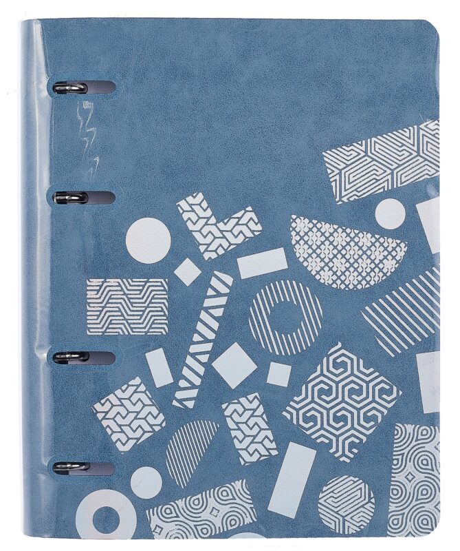 Тетрадь 120л кл. "FOLGA. 8" на кольцах, смен.блок, обл. кож.зам, тиснение серебр.фольгой