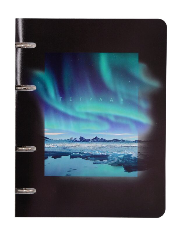 Тетрадь 100л кл. "Сияние" на кольцах, пласт.обл., полноцв.печать