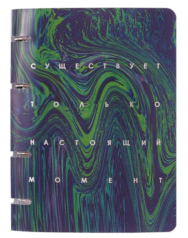 Тетрадь 100л кл. "Настоящий момент" на кольцах, пласт.обл., полноцв.печать, тиснение фольгой Серебро