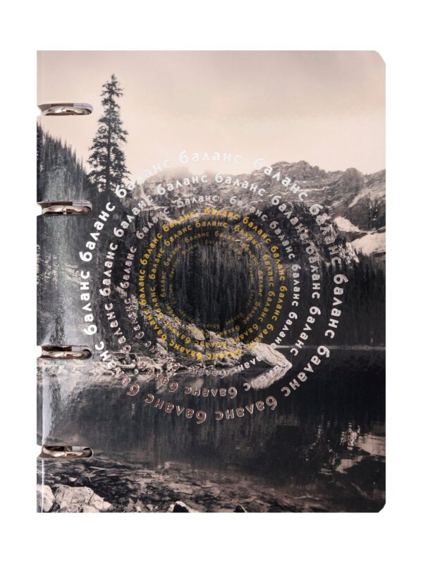 Тетрадь 100л кл. "Баланс" на кольцах, мел.картон, глянц.ламинация, тичнение фольгой Серебро, квадр.корешок, скругл.углы