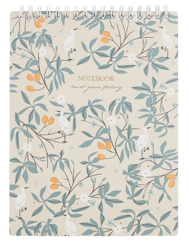 Блокнот А5 50л кл. "Romance", цапля, карт.обл., спираль, микротекстурирование, ламинация, тиснение золотой фольгой