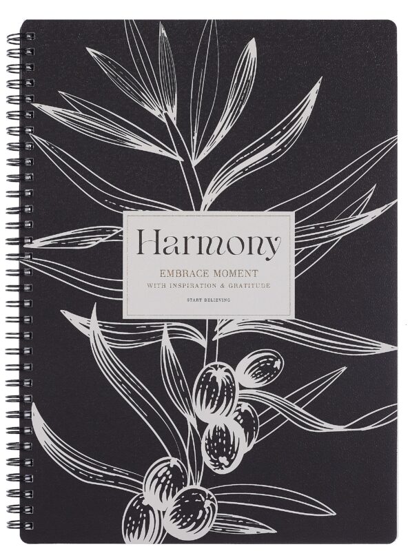 Тетрадь А4 96л кл. "Harmony", ветка на черном, карт.обл., спираль, ламинация, микротекстурирование, тиснение золотой фольгой