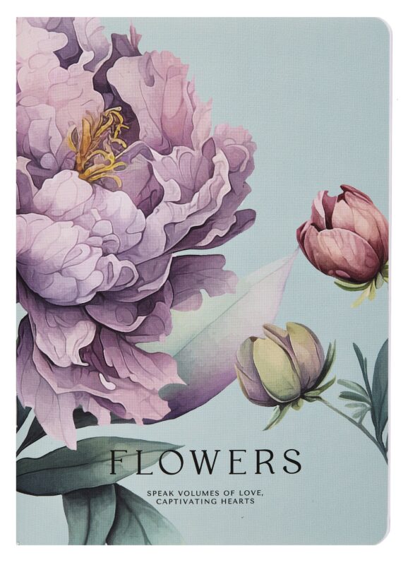 Тетрадь 40л кл. "Peony", фиолетовый, карт.обл., микротекстурирование, ламинация, скрепка