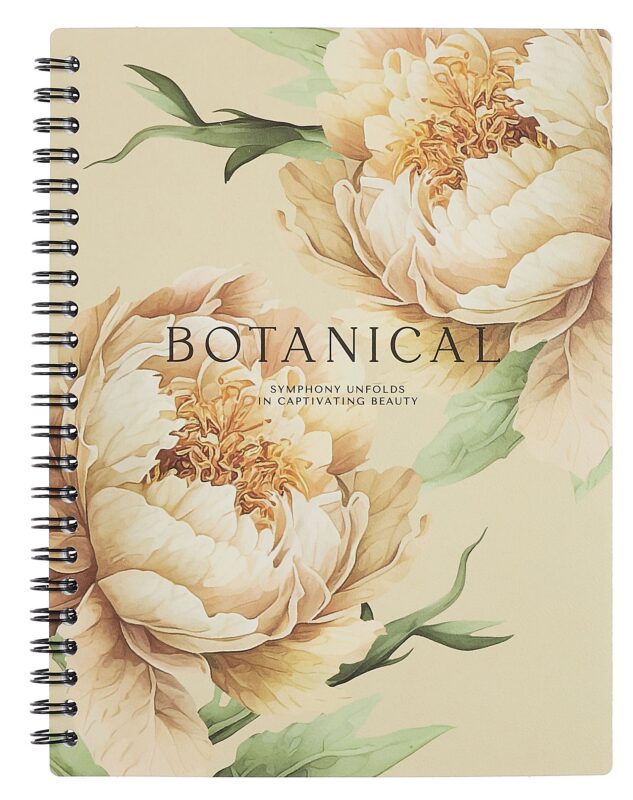 Тетрадь 96л кл. "Peony", желтый, карт.обл., микротекстурирование, ламинация, спираль