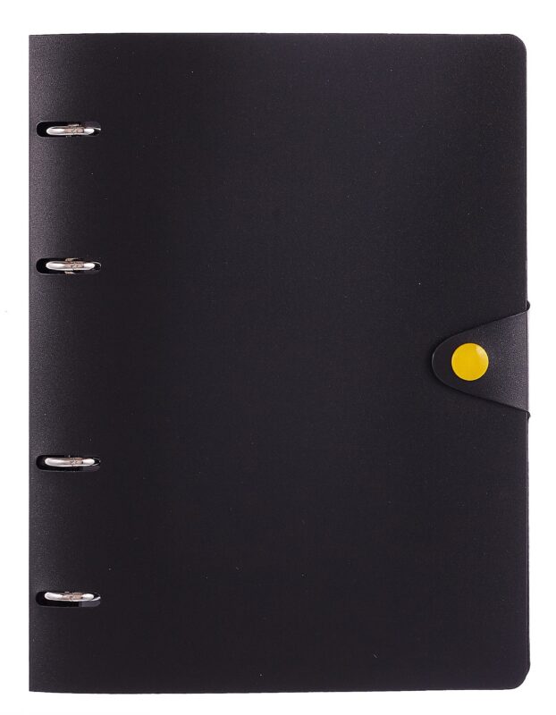 Тетрадь 80 листов, клетка, "Favorite Black. No 1" на кольцах, сменный блок, на кнопке