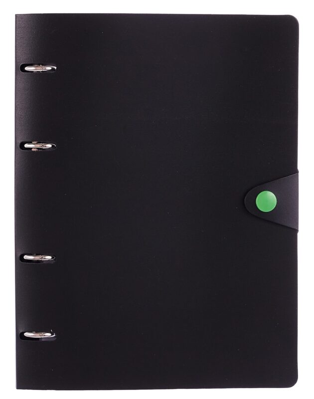 Тетрадь 80 листов, клетка, "Favorite Black. No 2" на кольцах, сменный блок, на кнопке