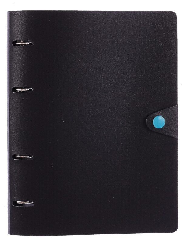 Тетрадь 80 листов, клетка, "Favorite Black. No 3" на кольцах, сменный блок, на кнопке