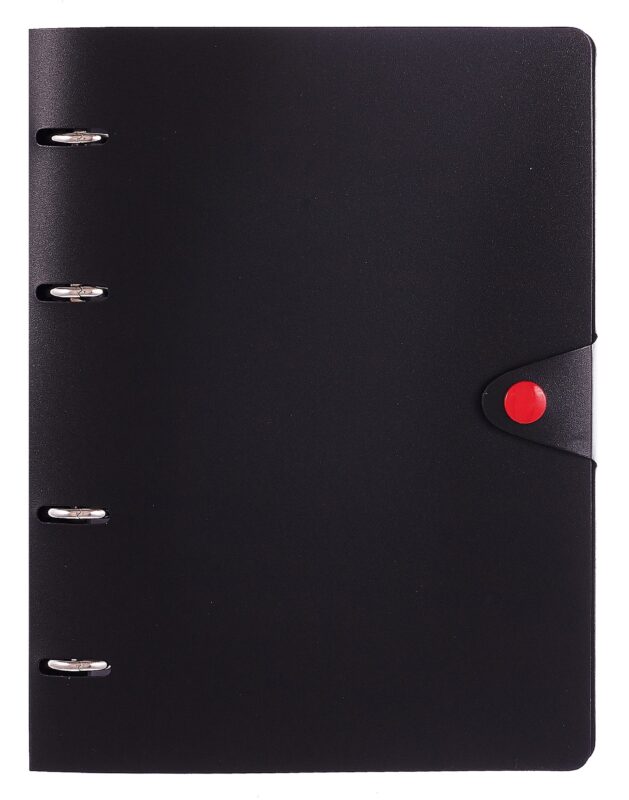 Тетрадь 80 листов, клетка, "Favorite Black. No 4" на кольцах, сменный блок, на кнопке