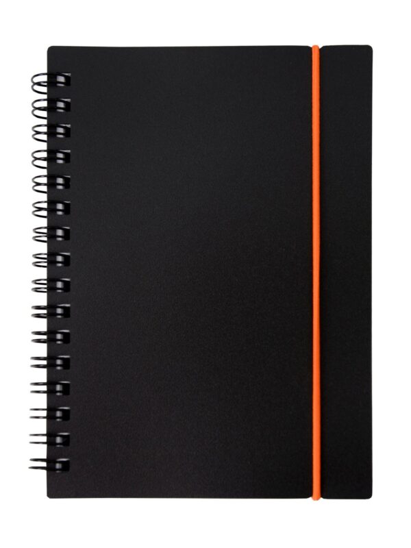 Записная книжка А6 80л кл. "Favorite Black. No 1" спираль, пласт.обл., резинка