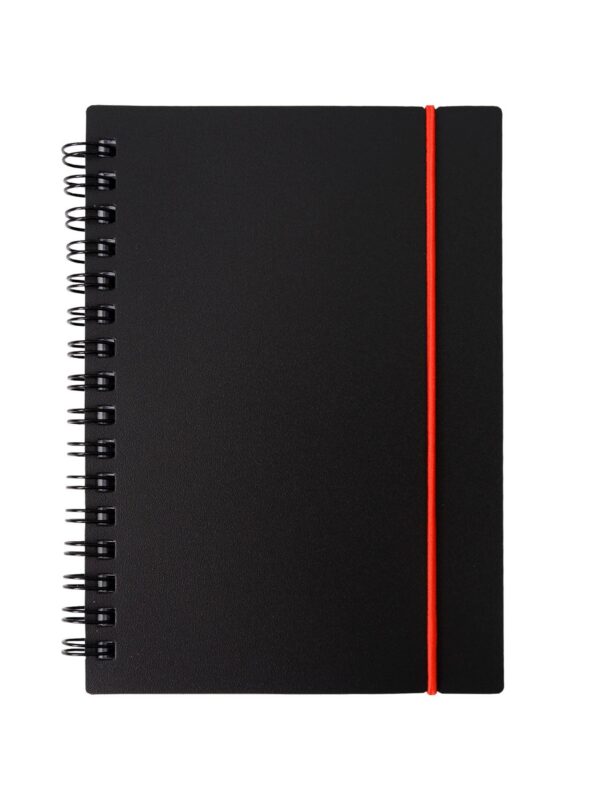 Записная книжка А6 80л кл. "Favorite Black. No 4" спираль, пласт.обл., резинка