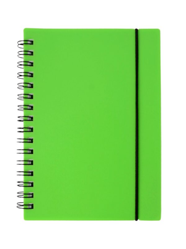 Записная книжка А6 80л кл. "Favorite Color. Neon Green" спираль, пласт.обл., резинка