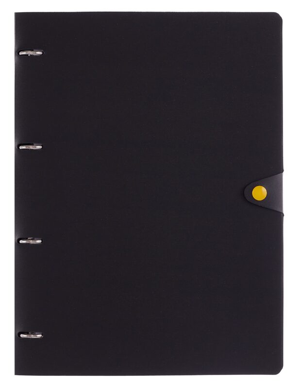 Тетрадь А4 80 листов, клетка, "Favorite Black. No 1" на кольцах, сменный блок, на кнопке