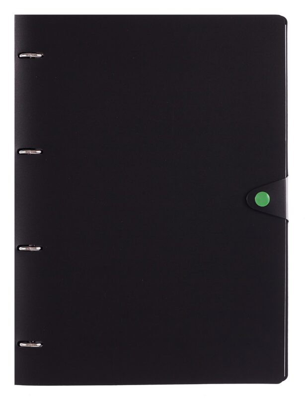 Тетрадь А4 80 листов, клетка, "Favorite Black. No 2" на кольцах, сменный блок, на кнопке