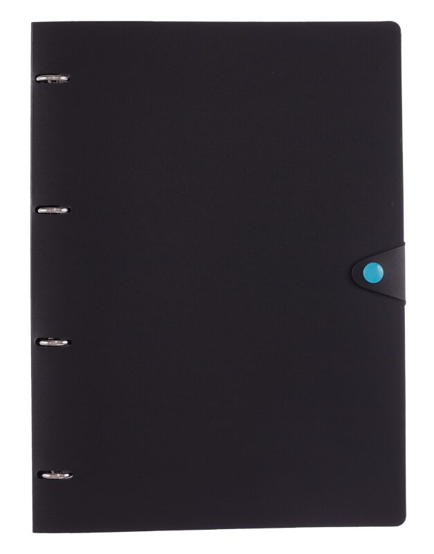 Тетрадь А4 80 листов, клетка, "Favorite Black. No 3" на кольцах, сменный блок, на кнопке