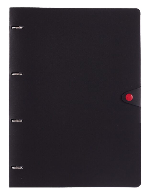 Тетрадь А4 80 листов, клетка, "Favorite Black. No 4" на кольцах, сменный блок, на кнопке