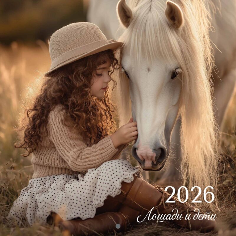 Календарь 2026г 290*290 "Лошади и дети" настенный, на скрепке