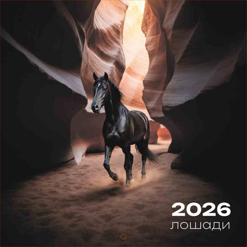 Календарь 2026г 290*290 "Лошади на черном фоне" настенный, на скрепке