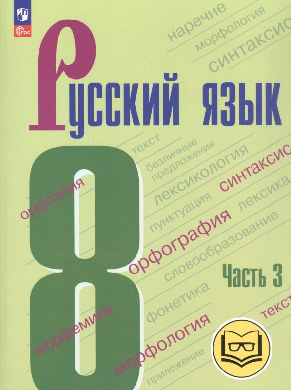 Русский язык. 8 класс. Учебное пособие. В трех частях. Часть 3 (для слабовидящих обучающихся). ФГОС 2021
