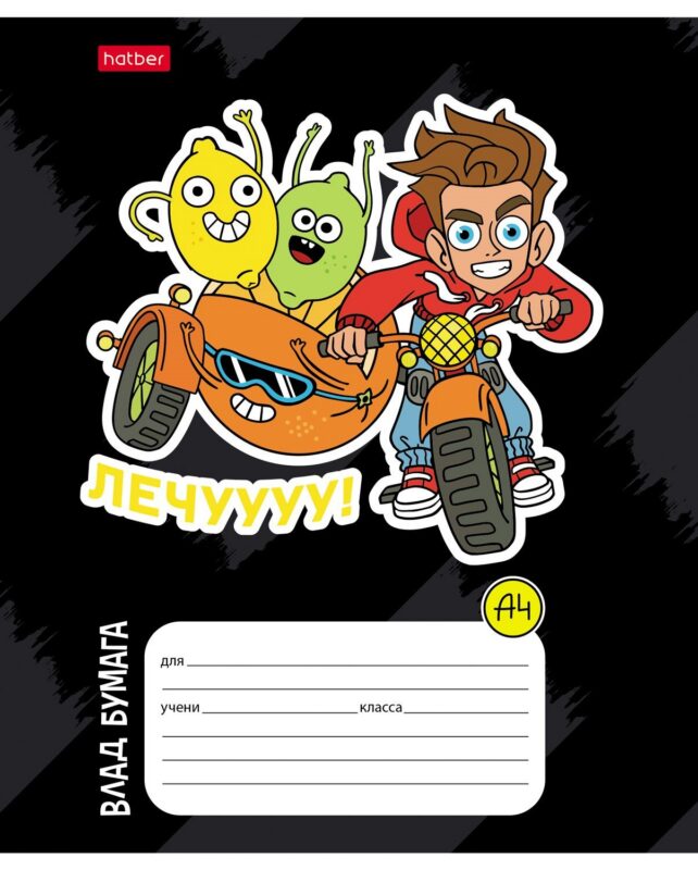 Тетрадь 12 листов, клетка, "Влад А4" в ассортименте