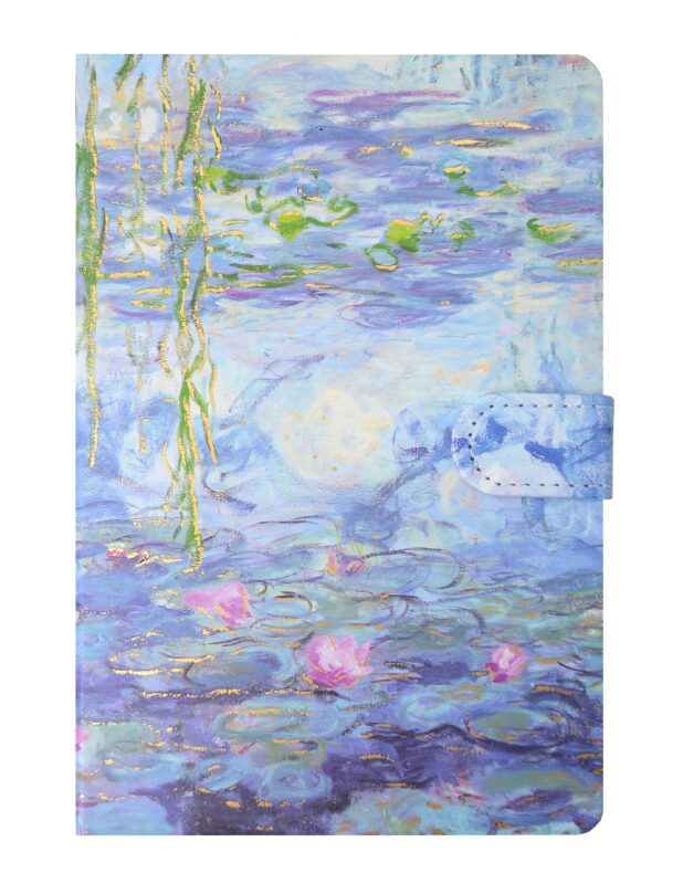 Книга для записей А5 112л кл. "Водяные лилии" цв.срез, магнитная застежка, ассорти