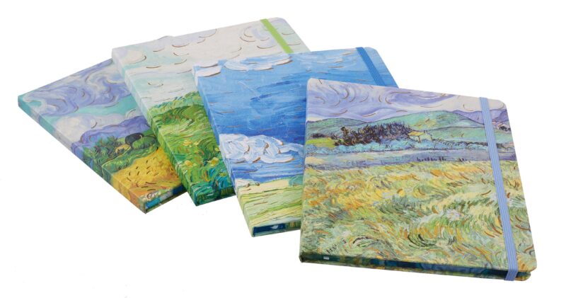 Книга для записей 17*19 112л кл. "Пейзажи" 7БЦ, резинка, ассорти