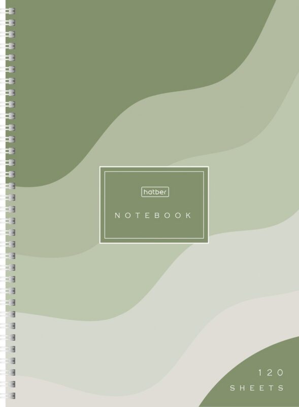 Тетрадь А4 120 листов, клетка, "Wave" гребень, перфорация, ламинация soft-touch