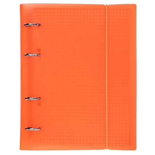 Тетрадь 120 листов, клетка, "Line neon" оранжевая, на кольцах, на резинке
