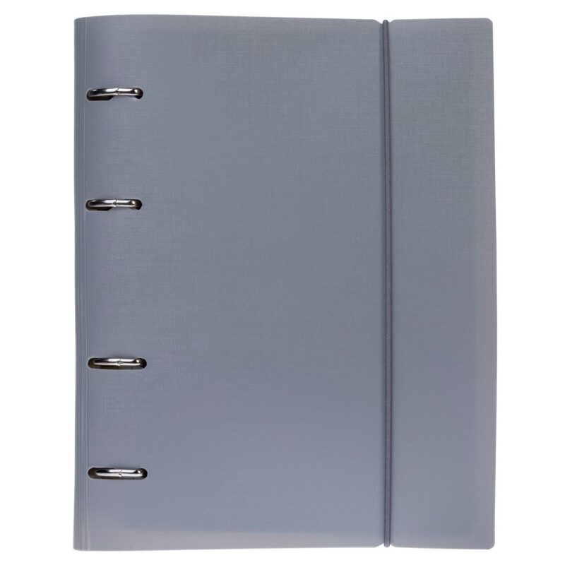 Тетрадь 120 листов, клетка, "Canvas" серая, на кольцах, на резинке