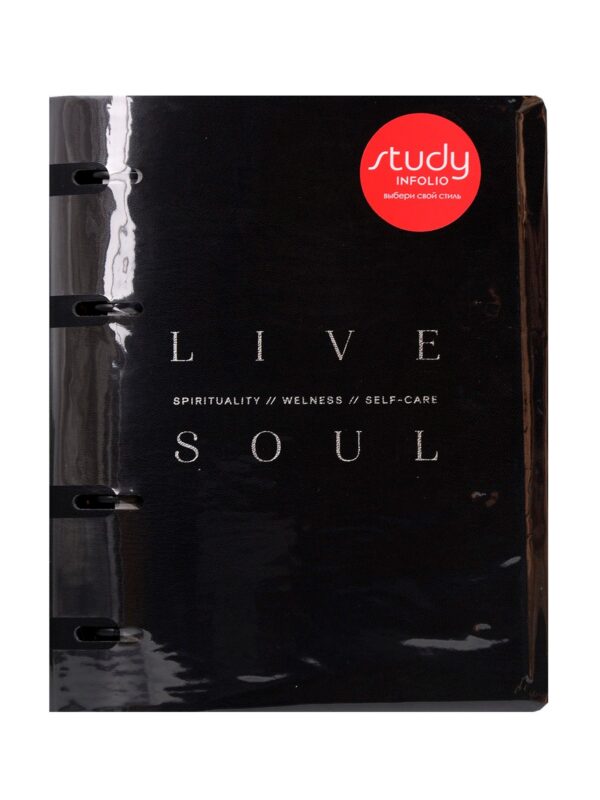 Тетрадь 120л кл. "My black", черный, на кольцах, шелкография, обл. кож.зам