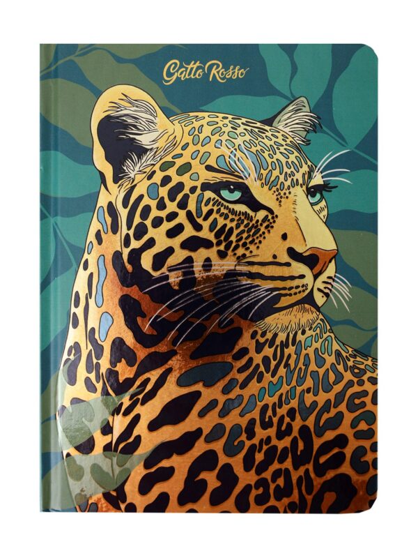 Книга для записей А5 128л кл. "ДИКИЕ КОШКИ. ЛЕОПАРД" 7БЦ, выб.лак, скругл.углы