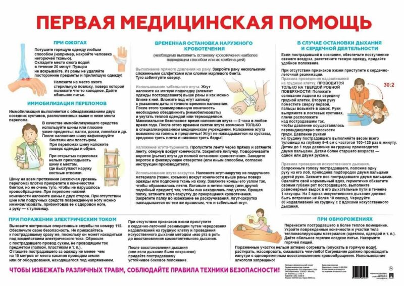 Первая медицинская помощь. Наглядно-оформительный плакат