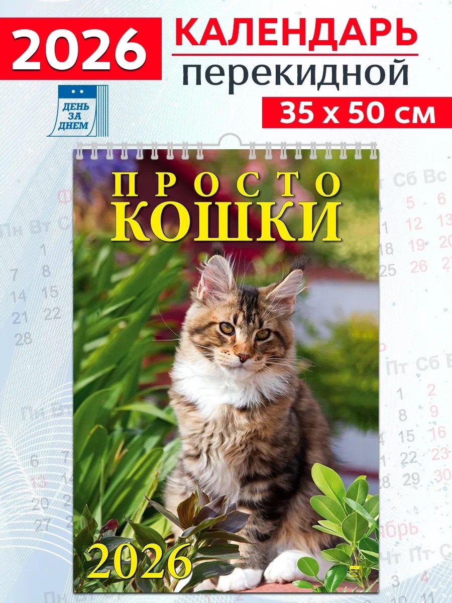 Календарь 2026г 350*500 «Просто кошки» настенный, на спирали