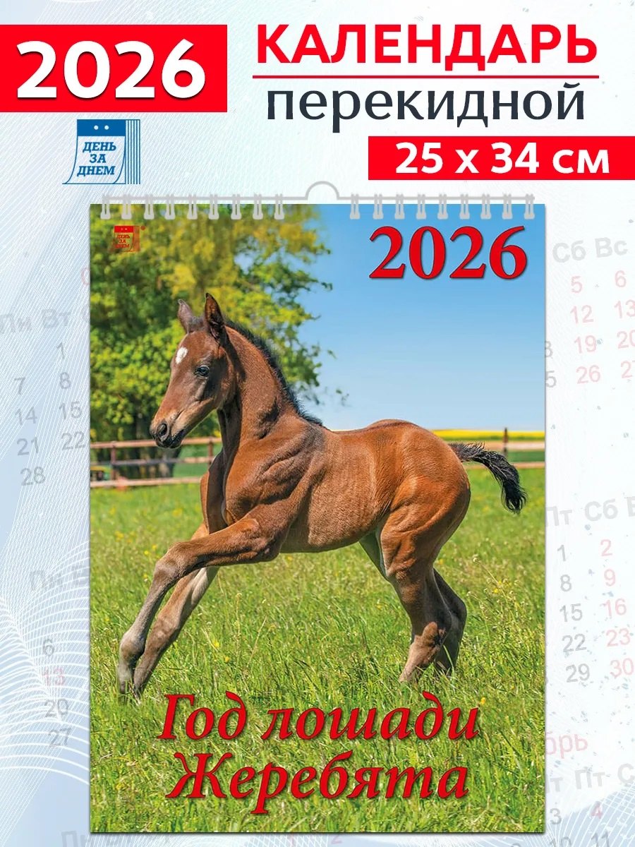 Календарь 2026г 250*345 «Год лошади.Жеребята» настенный, на спирали