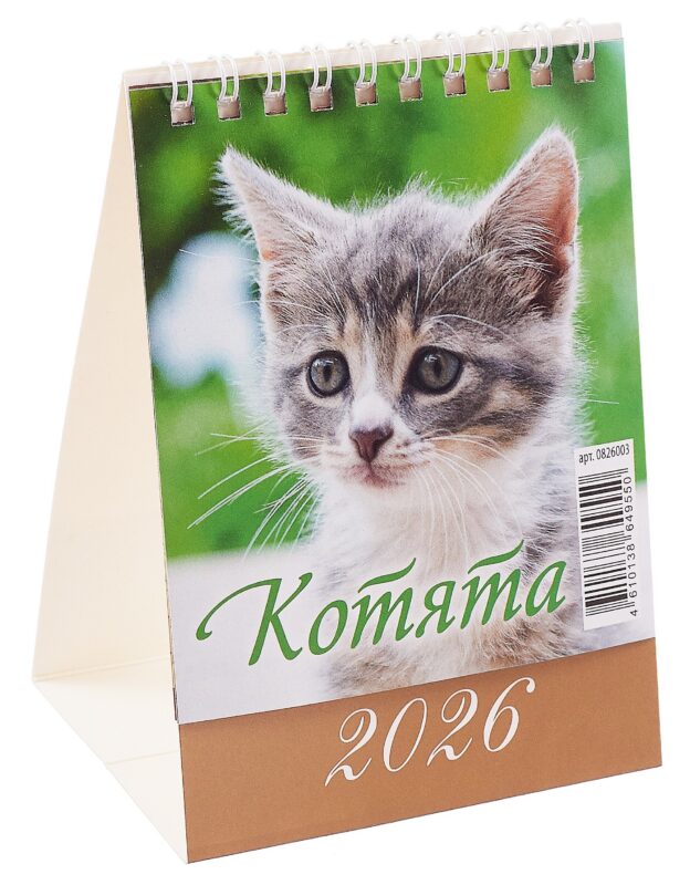 Календарь 2026г 100*140 "Котята" настольный, домик