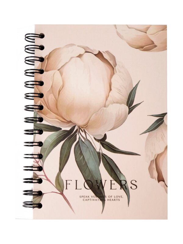 Тетрадь 120л тчк. "Peony", айвори, тв.переплет, спираль, микротекстурирование, ламинация