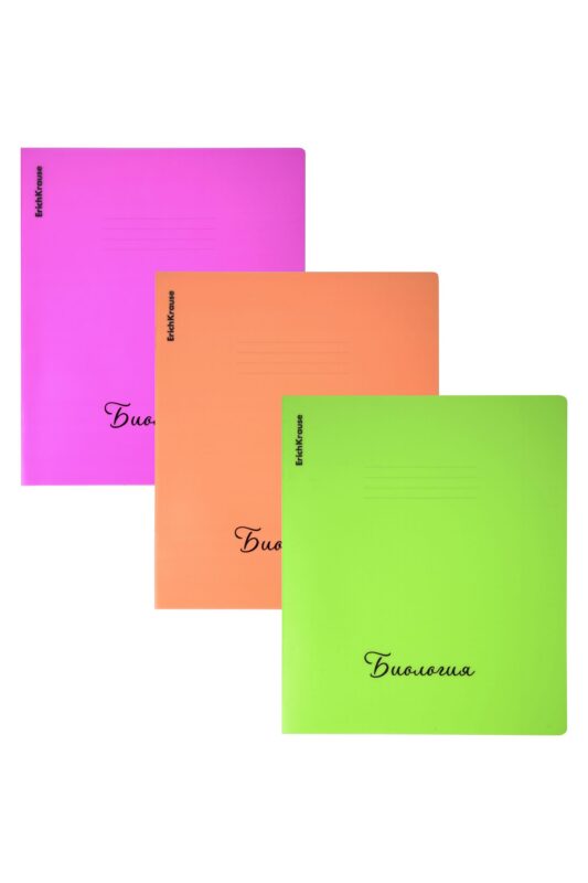 Тетрадь 48л кл. ТЕМА "Neon. Биология" пласт.обл., ассорти, ErichKrause
