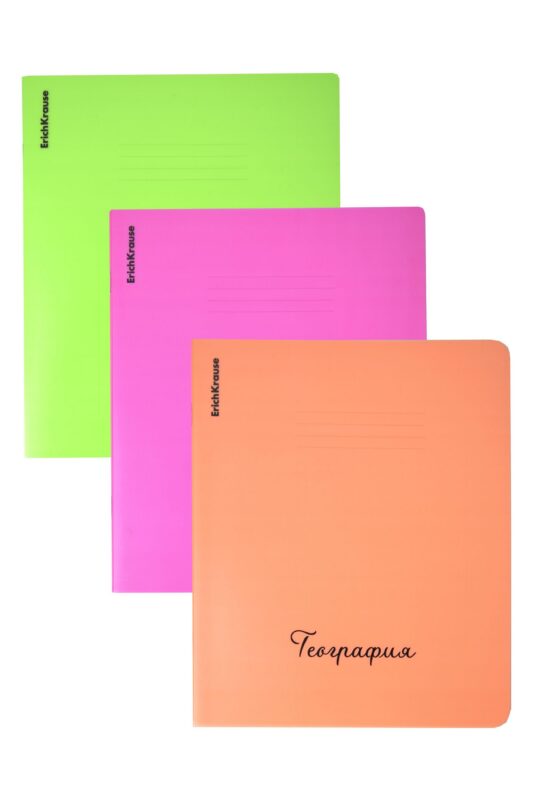 Тетрадь 48л кл. ТЕМА "Neon. География" пласт.обл., ассорти, ErichKrause