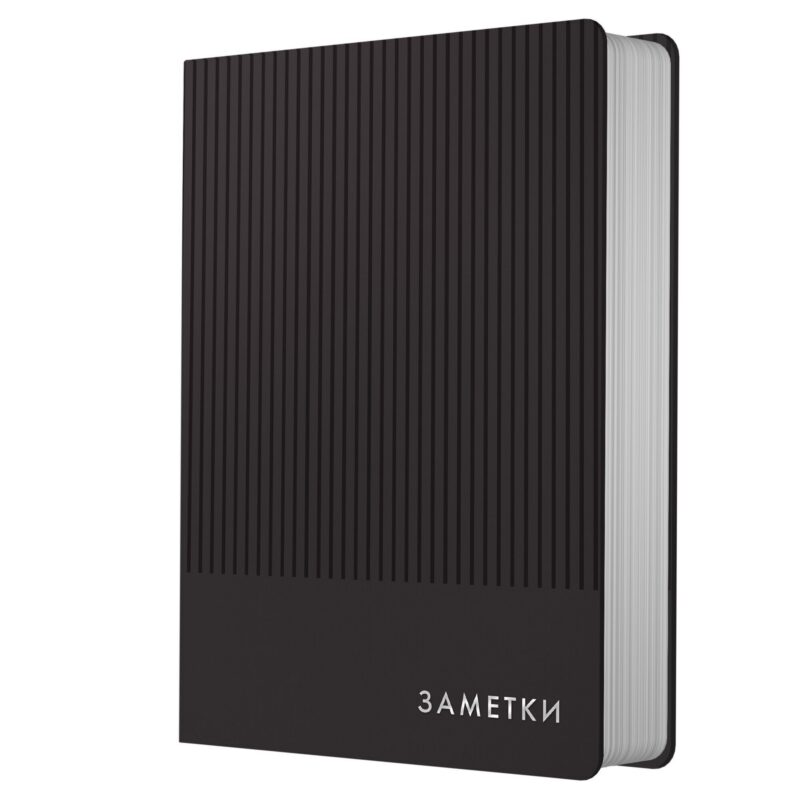 Записная книжка А6 80л кл. "Studio. Черный", иск.кожа,интегр.обл., скругл.углы, ляссе