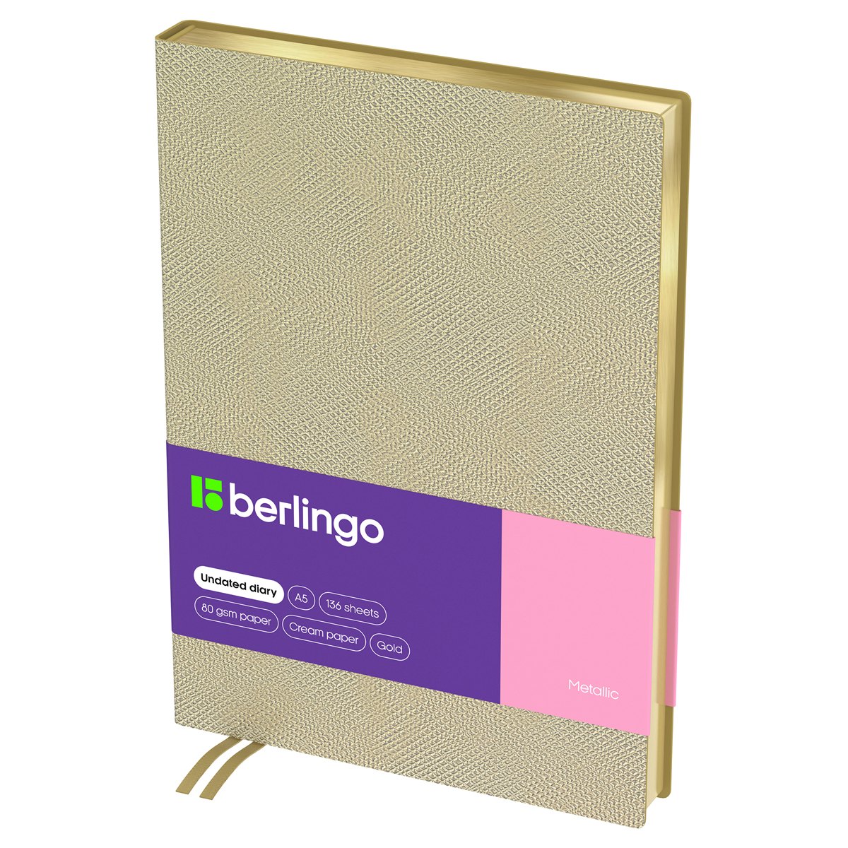 Ежедневник недат. А5 136л "Metallic" иск.кожа, зол. срез, золотой металлик