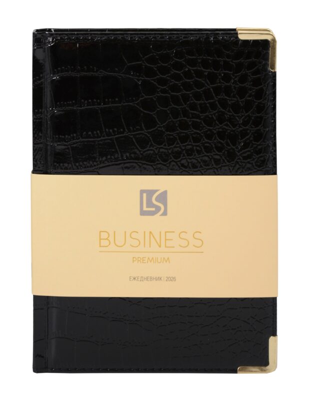 Ежедневник датированный 2026 год, А5, 176 листов, "Business Premium. Grand croco", черный